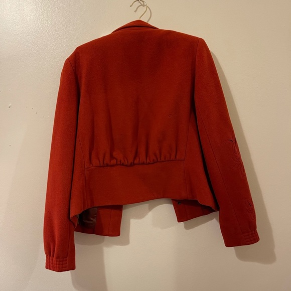 Red Embroidered Wool Jacket by CARLISLE - Picture 2 of 3